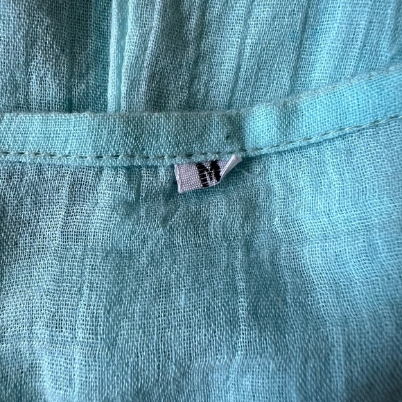 COTTON TOP WOMENS M BOHO SEMI SHEER EMBROIDERED BEADED DETAIL CASUAL CHIC Y2K - Picture 11 of 12